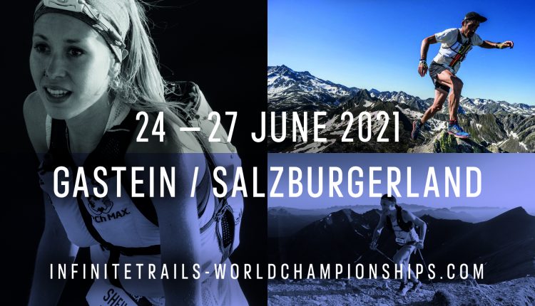 Collage von Trailläufern in den Bergen, Veranstaltungsdetails: 24-27 Juni 2021, Gastein/SalzburgerLand, Infinite Trails.