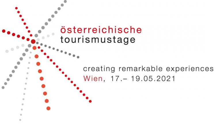 Logo mit rot und grau gepunktetem Stern, Text: österreichische tourismustage, Wien, 17.-19.05.2021.