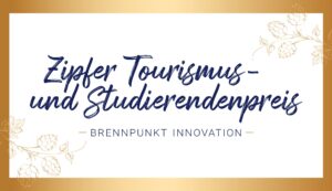 "Zipfer Tourismus- und Studierendenpreis - Brennpunkt Innovation" mit Hopfenabbildungen und Goldrand.